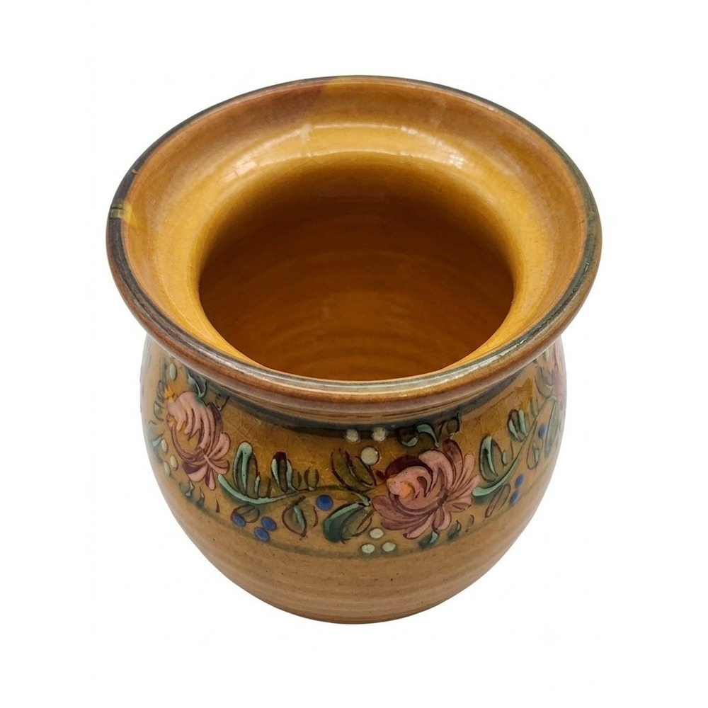 Veronique Pichon Uzes French Art Pottery Lidded Confit Jar Floral 7x5 Vintage - Picture 3 of 4